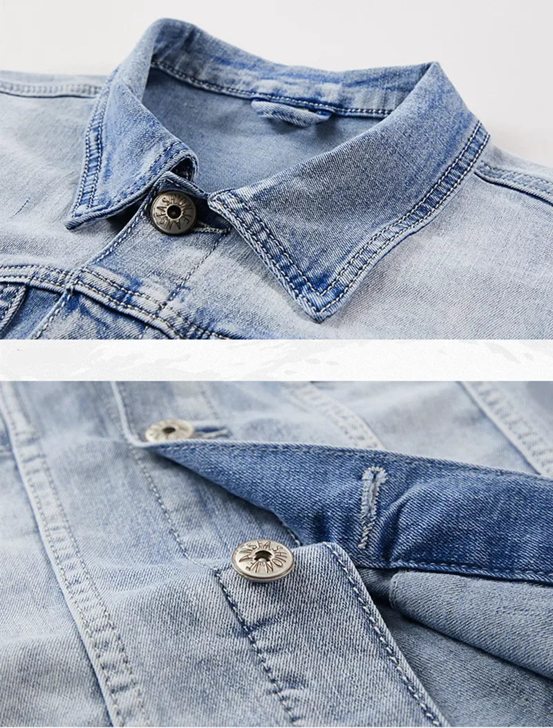 Slim-Fit Men's Denim Business Outfit Two Pieces of Comfortable Stretch Fabric for Everyday Use, Dark Blue Simple Design