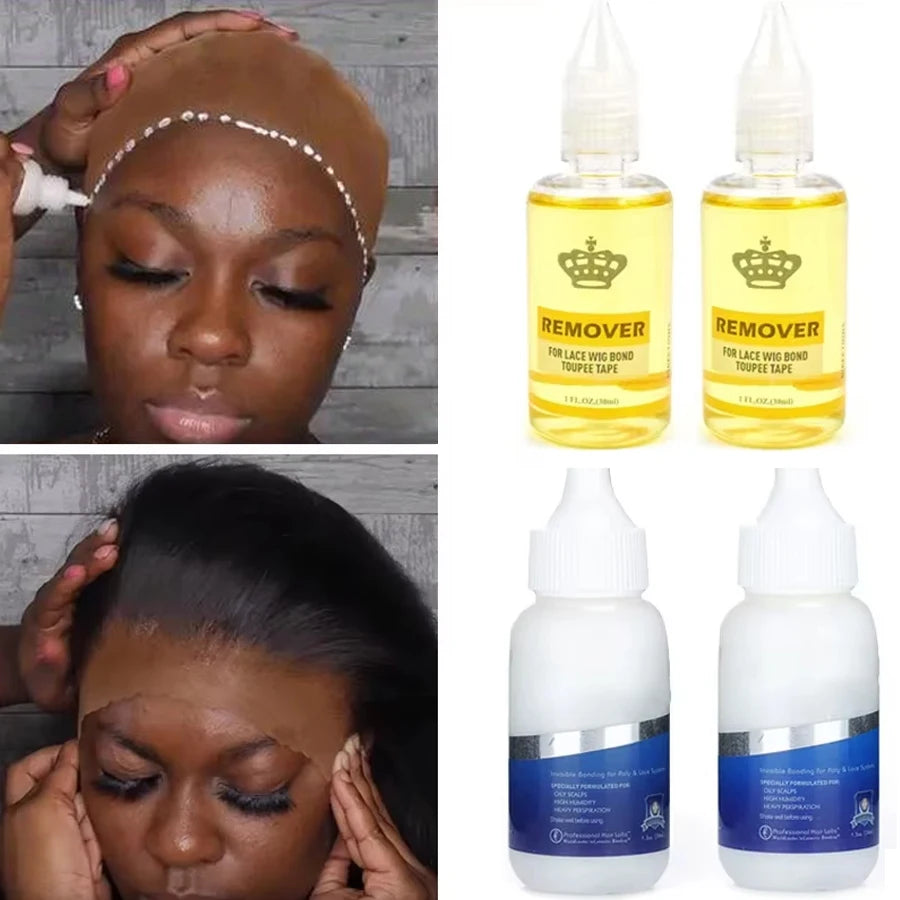 Wig Glue With Remover Super Lace Glue For Lace Wigs/Toupee/Closure Hair Glue Remover Wig Installation Kit