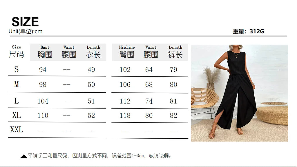 Fashionable Set Relaxed Oversized Comfortable Set Sleeveless Crewneck T-Shirt Set Summer-Ready Lightweight Casual Ensemble