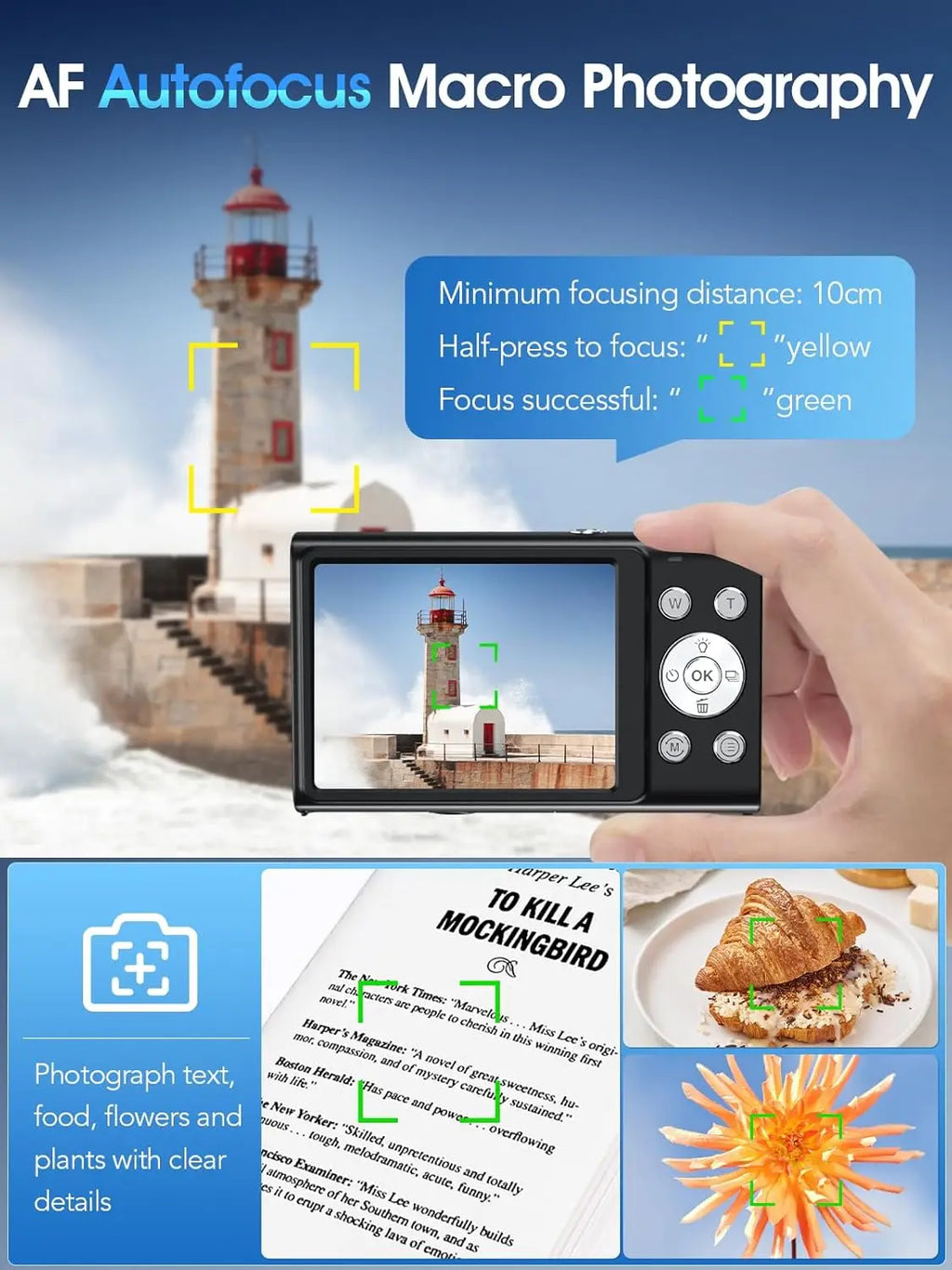 4K Autofocus Digital Camera with 32GB Card, 48MP Compact Point and Shoot for Vlogging Photography, Teens Adults Beginner