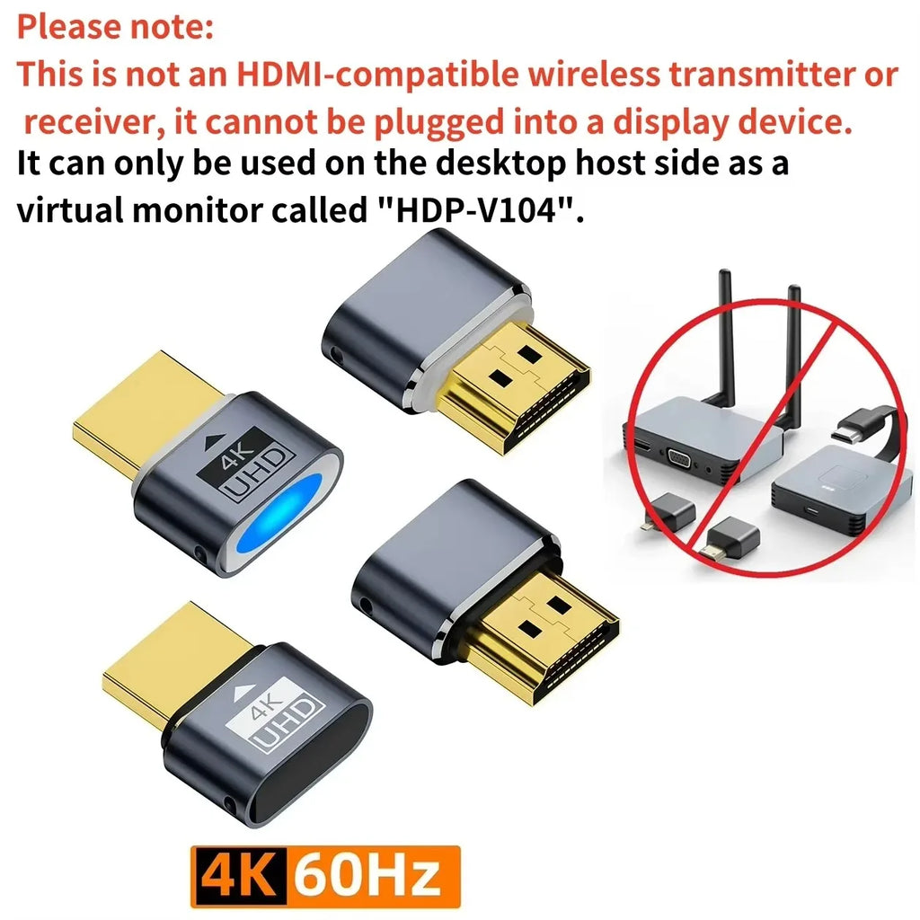 4K@60Hz HDR Virtual Monitor EDID Display Emulator HDMI-Compatible Dummy Plug for Computer Host Graphics Card Mining Remote Work