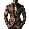 Leopard Floral Men Suits for Prom Party Two Pieces Casual Wedding Outfits Custom Made Groom Tuxedo Male Suit Set Jacket Pants