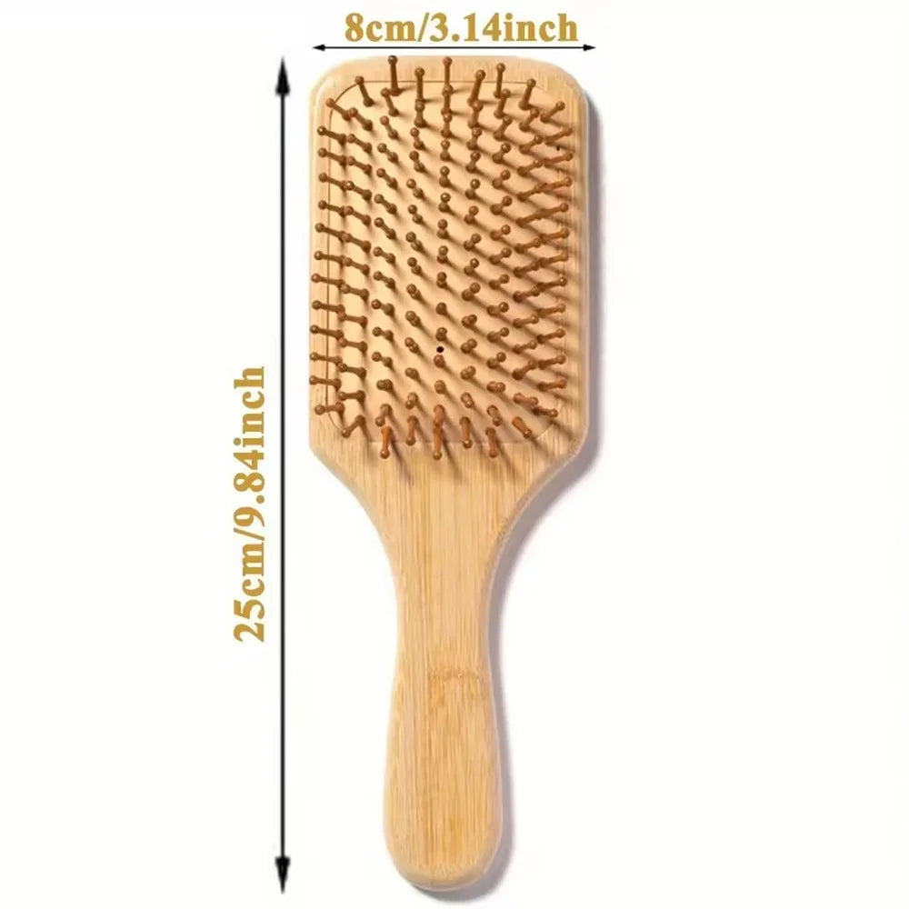 Marseille Style Natural Bamboo Air Cushion Paddle Comb, Anti-Static Tangle Free Scalp Massage Comb for Real Hair & Wigs