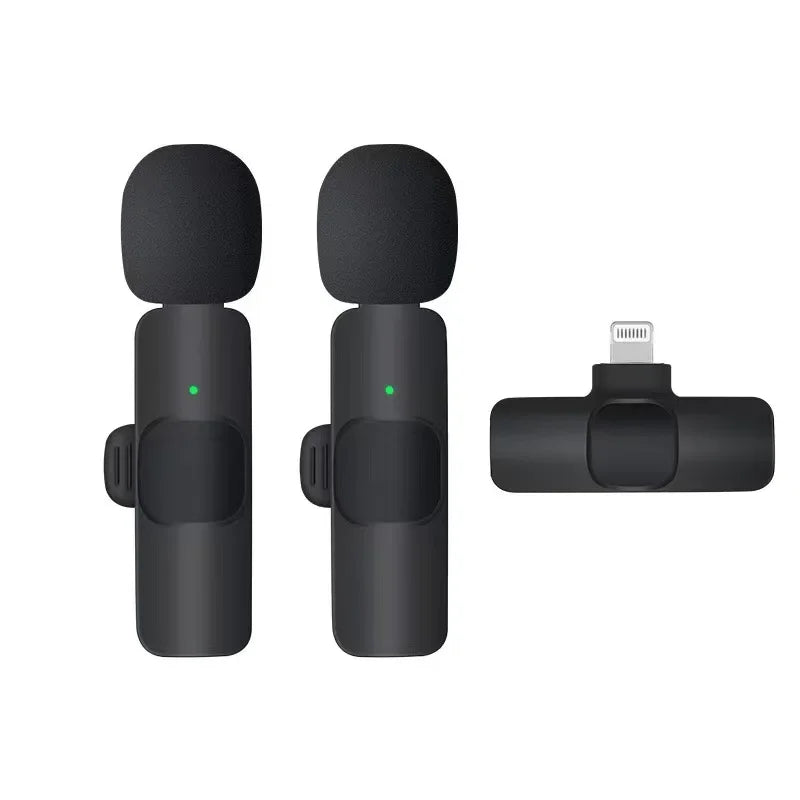 2.4G Wireless Lavalier Microphone Portable Audio Video Recording Mini Mic for iPhone Android Live Broadcast Gaming Phone