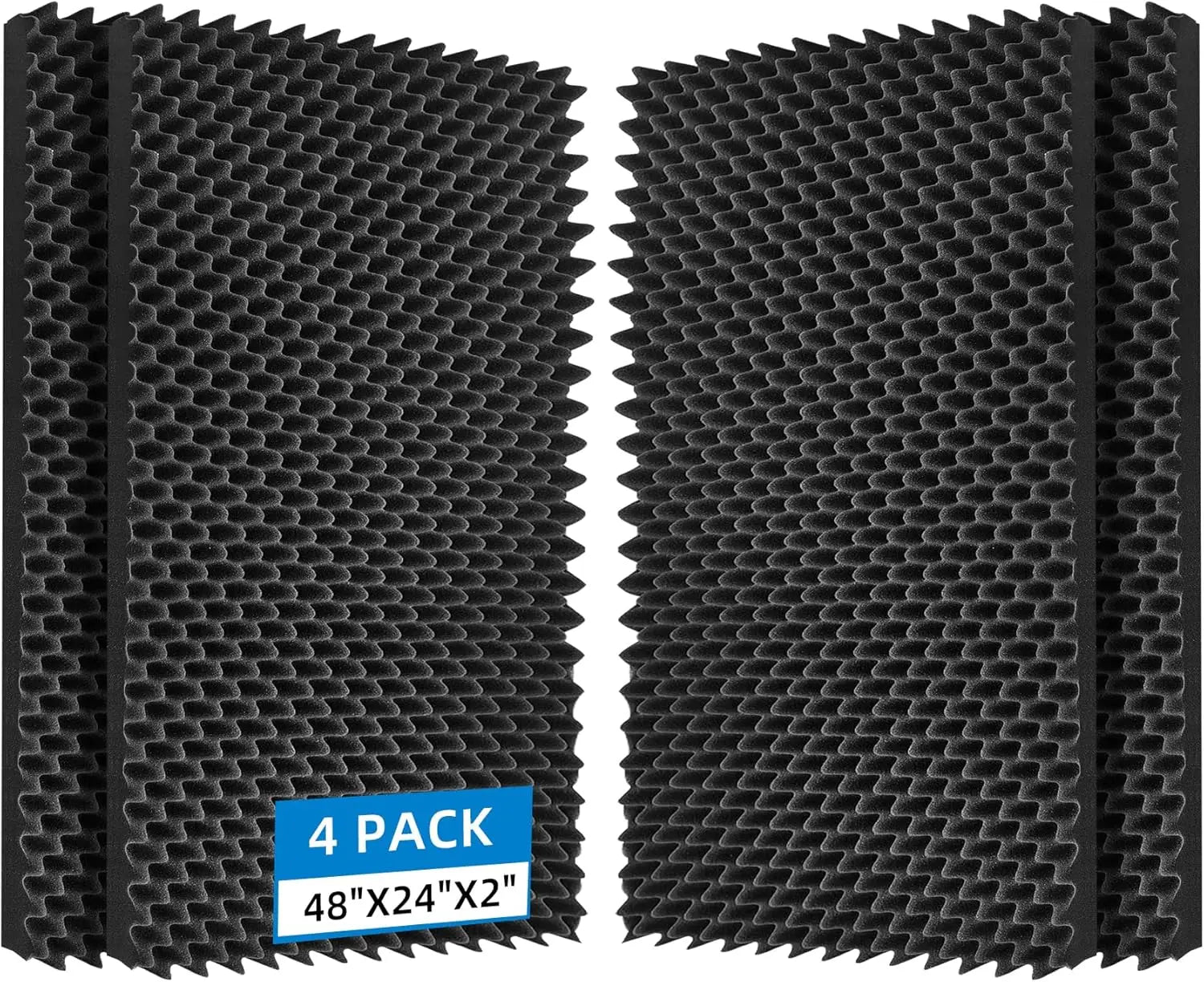 4 Pack Acoustic Foam Panels 48x24x2 Inch High Density Soundproofing for Home Studio Office Black