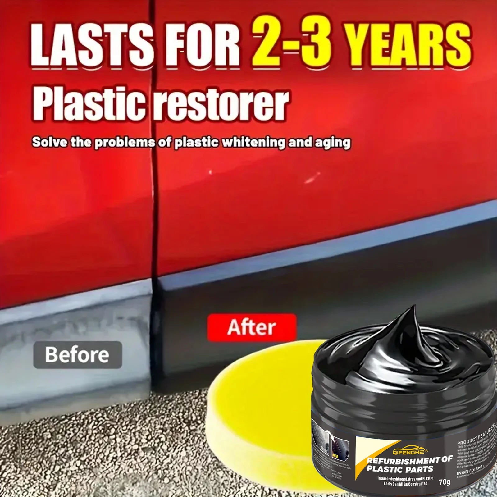 automotive plastic repair agent-interior and exterior plastic polishing wax, scratch repair anti-aging cream, suitable for tires