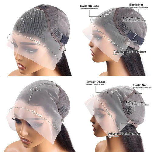 13x6 Deep Wave Human Hair Wigs 250 Density Curly HD Lace Wigs 13X4 Lace Frontal Wig 40 Inch Glueless For Black Women Pre Plucked Water Wave Lace Front Wig