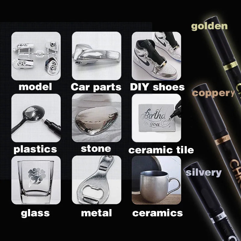1/2/3pcs Mirror Marker Pen DIY Reflective Paint Pens Mirror Markers Chrome Gold SILVER Copper Color Signature Car Art Craftwork