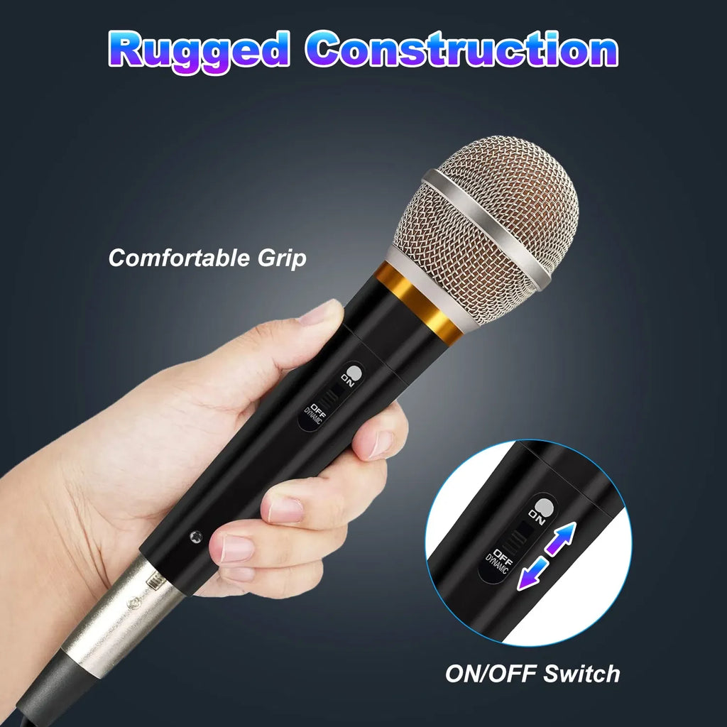 Handheld Dynamic Microphone Wired XLR Microphone With On Off 13ft Detachable XLR Cable Professional Studio & Live Performance