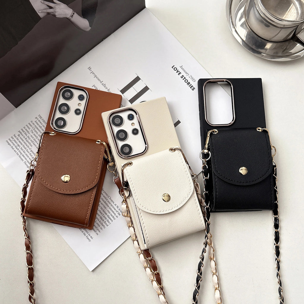 Crossbody Wallet Card Slot Phone Case for Samsung S25 Edge S26 S24 S23 FE S22 Plus S21 Ultra A15 A16 A17 A07 A36 A56 A55 A34 5G