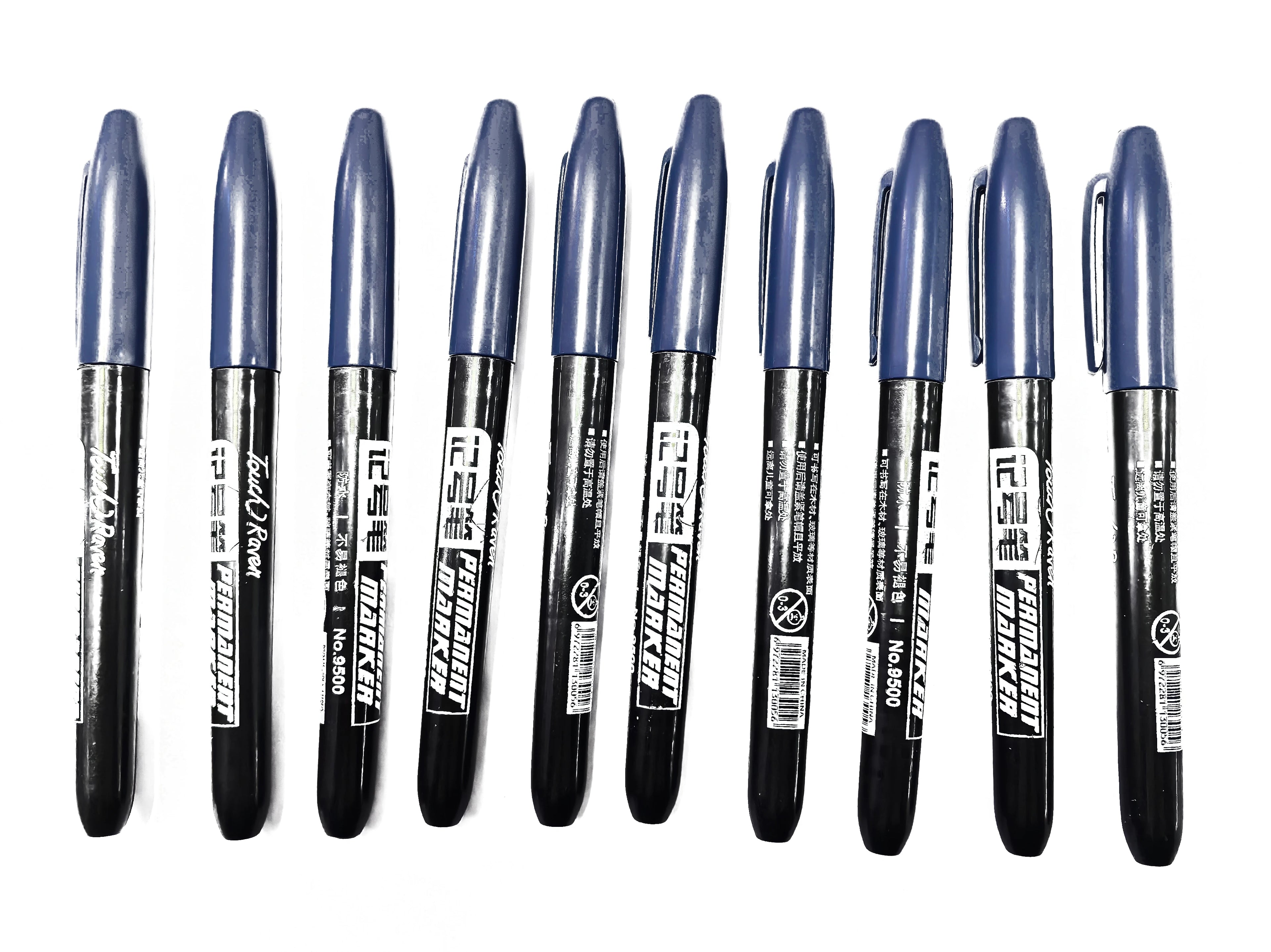 6 PCS Permanent Marker Pen Manga Drawing Markers Black Blue Red Waterproof Ink Sketch Pens Stationery Art School Supplies