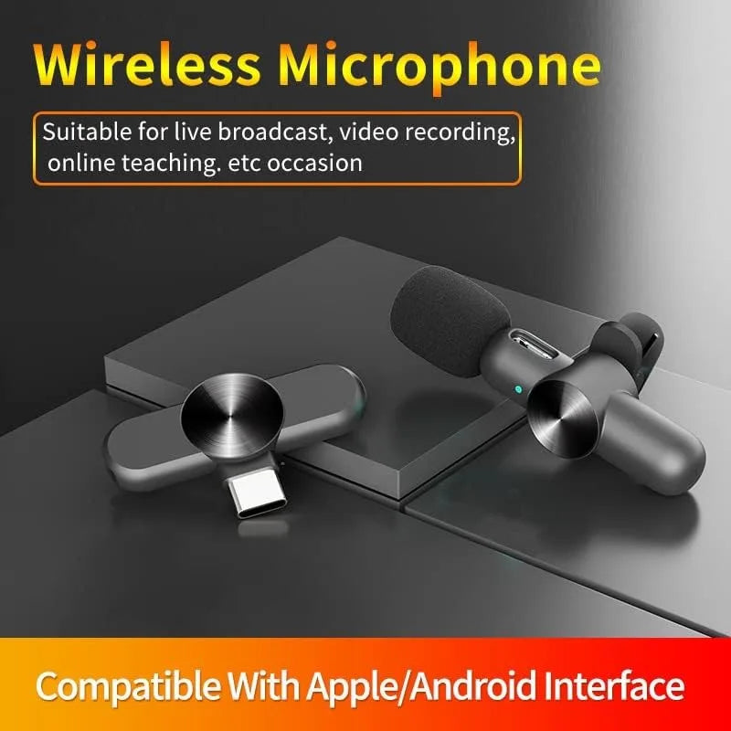 Wireless Lavalier Microphone for iPhone iPad Wireless Mic for Recording, Live Stream YouTube Facebook Noise Reduction Auto-Sync