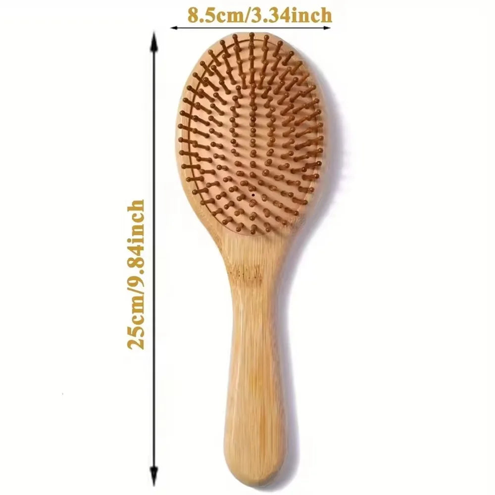 Marseille Style Natural Bamboo Air Cushion Paddle Comb, Anti-Static Tangle Free Scalp Massage Comb for Real Hair & Wigs