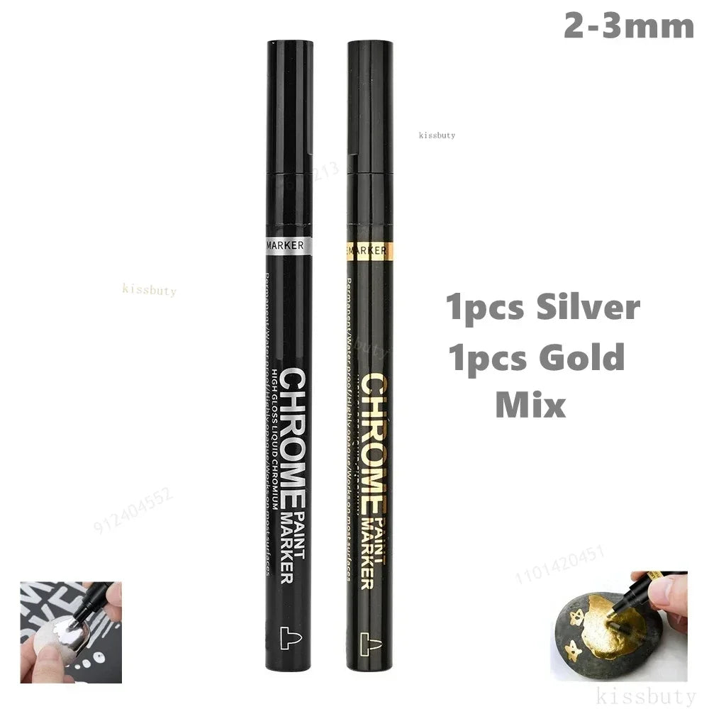 1/2pcs Mirror Marker Pen DIY Reflective Paint Pens Mirror Markers Chrome Gold SILVER Marker Signature Car Styling Art Craftwork