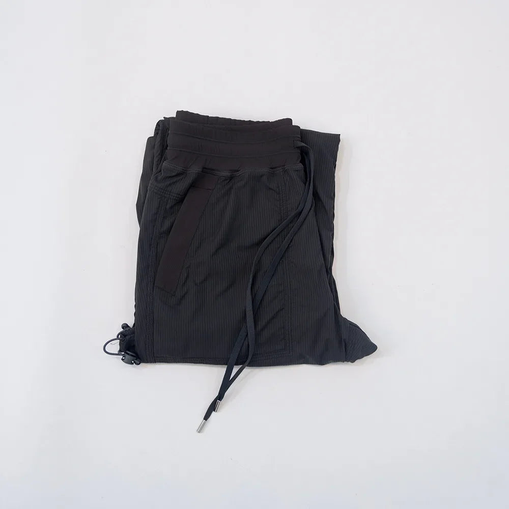 Autumn Yoga New Women's Loose and Versatile American Fashionable Drawstring Design Large Pocket Wide Leg Elastic Work Pants