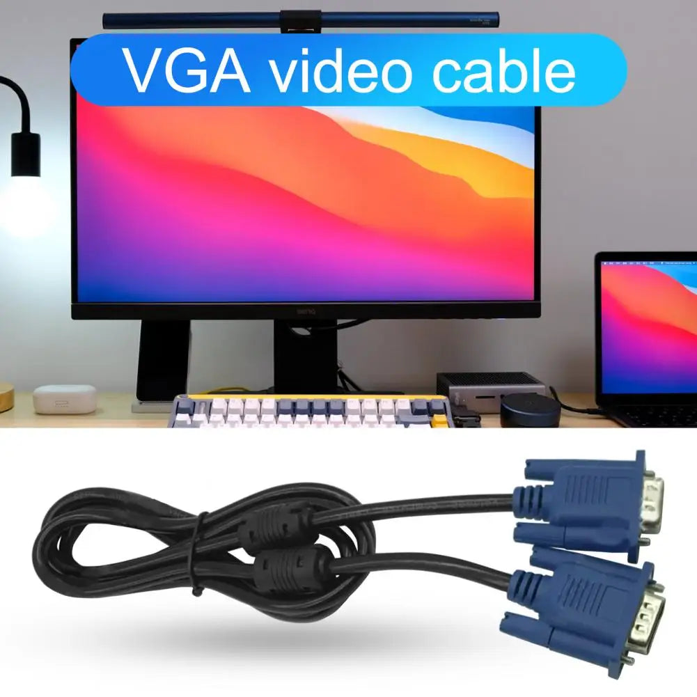 1.5m VGA Cable Practical Wide Application Plug Play Computer Monitor VGA Male to Male Connecting Wire for TV