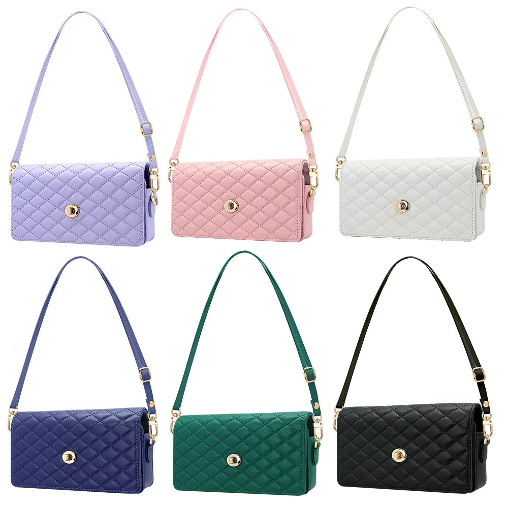 Compatible With Galaxy Z Fold 7 6 5 4 3 2 Adjustable Crossbody Strap Mobile Phone Wallet Bag, Luxury Gilrs PU Leather Phone Bag