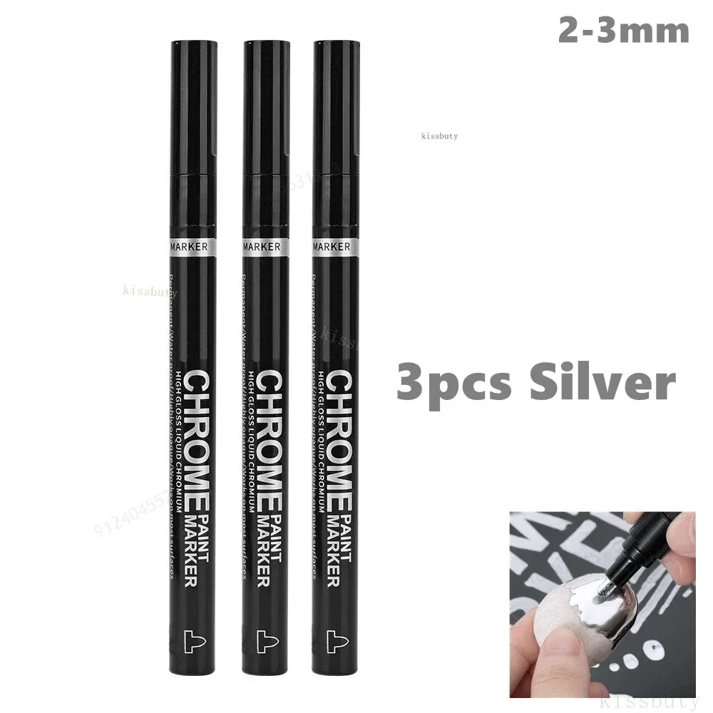 1/2/3pcs Mirror Marker Pen DIY Reflective Paint Pens Mirror Markers Chrome Gold SILVER Copper Color Signature Car Art Craftwork