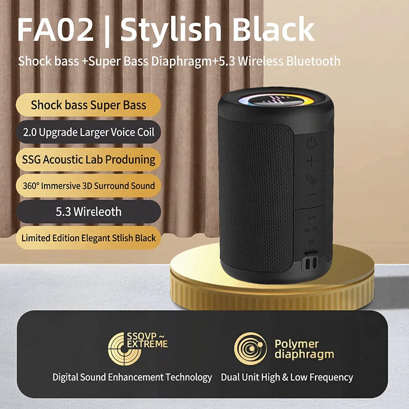 2026 NEW FA02 Outdoor Gathering Bluetooth Audio Desktop Sub Woofer Long Battery Life Portable Speaker RGB Speaker Game Sound