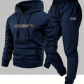 Men's two-piece set casual long-sleeved hooded sweatshirt and sports pants outfit suitable for winter and autumn  Sports outfit