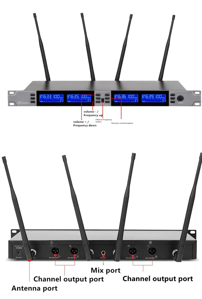 U-68C professional 4 channels meeting room sound system audio mic conference wireless microphone system for  Stage Performance