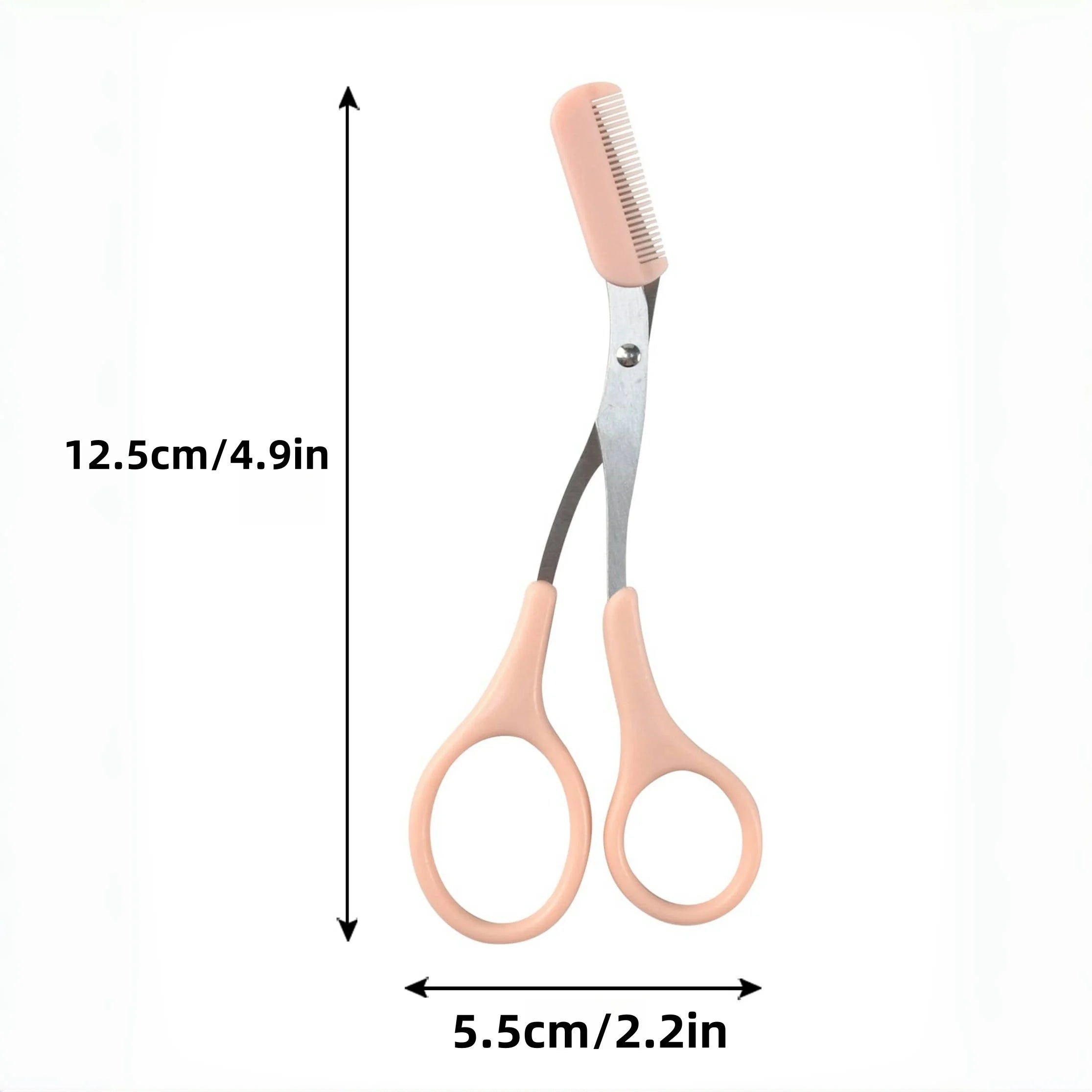 Stainless Steel Eyebrow Trimming cissors with built-in Comb Pink/White/Black SPrecise Grooming Tool Creating Perfect Eyebrows
