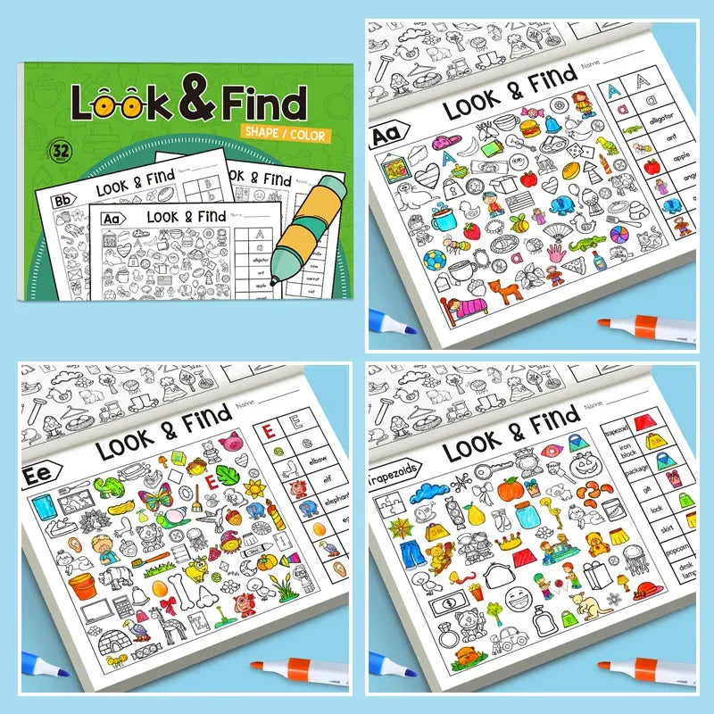 32 Pages Children's Find Items Coloring & Drawing Book Fun Concentration & Attention Exercise Early Education Activity Book