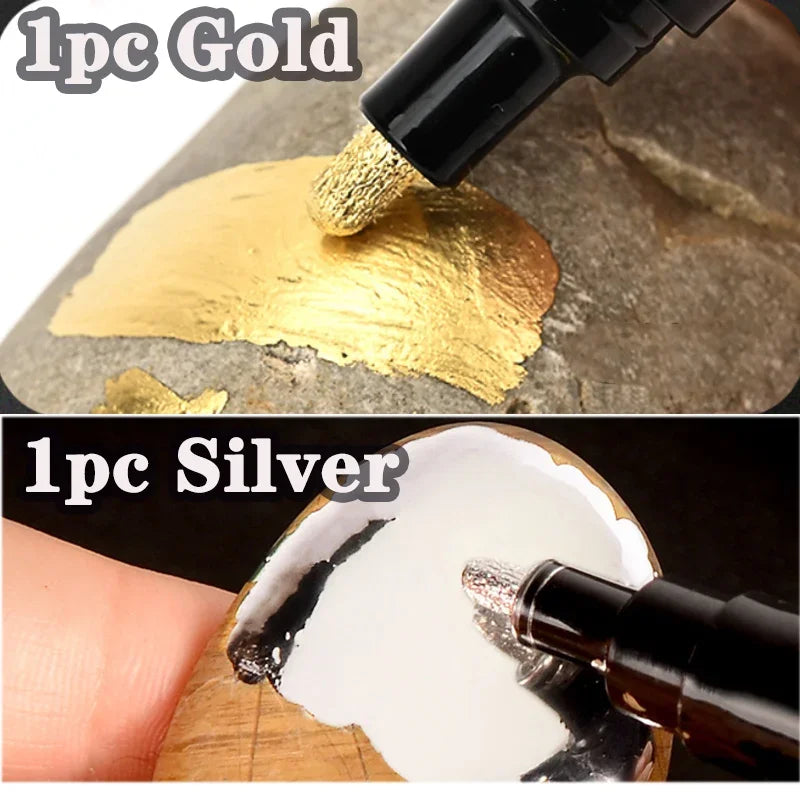 1/2/3pcs Mirror Marker Pen DIY Reflective Paint Pens Mirror Markers Chrome Gold SILVER Copper Color Signature Car Art Craftwork