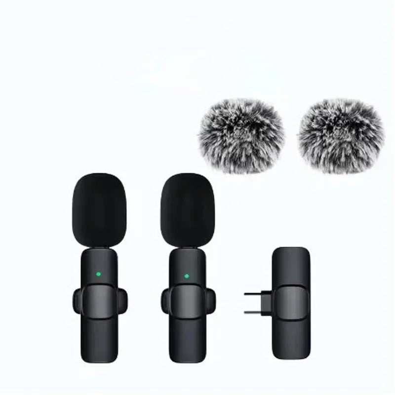 2.4G Wireless Lavalier Microphone Portable Audio Video Recording Mini Mic for iPhone Android Live Broadcast Gaming Phone