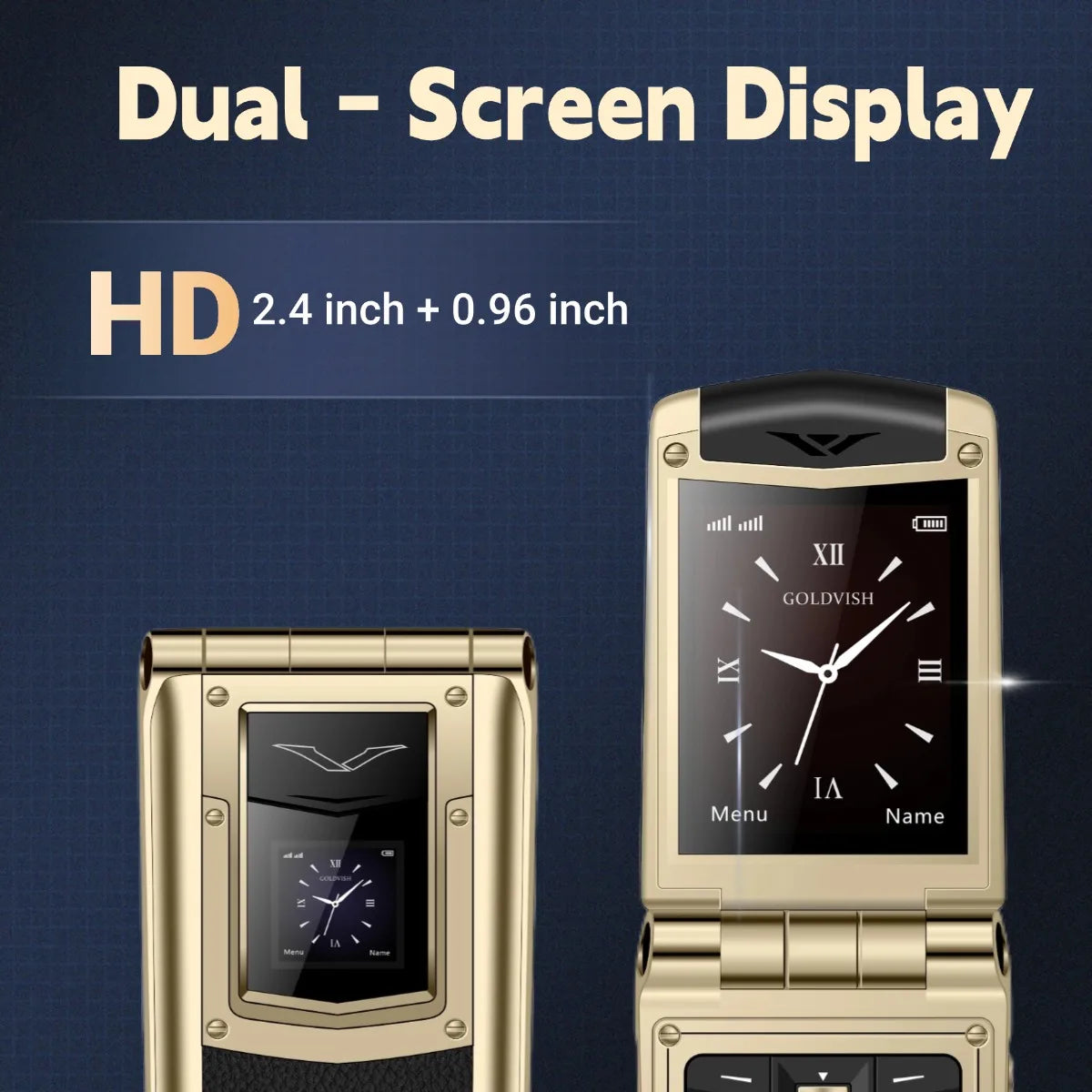 Luxury Metal Flip Phone for Men Dual SIM Business Phone Big Button Dual Screen Magic Voice Blacklist Senior Classic Mobile