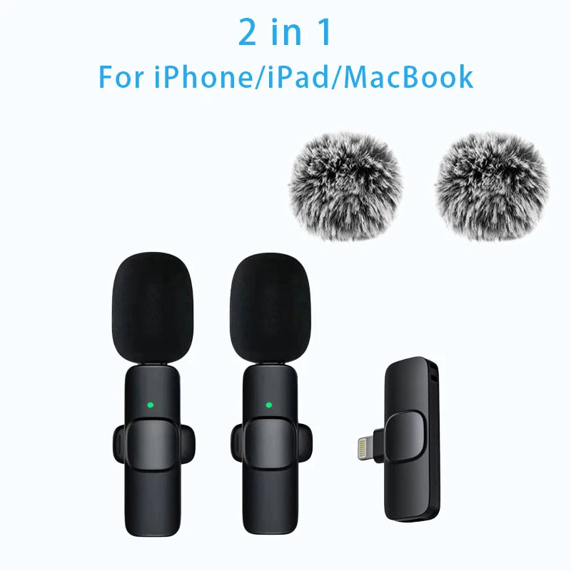 2.4G Wireless Lavalier Microphone Portable Audio Video Recording Mini Mic for iPhone Android Live Broadcast Gaming Phone